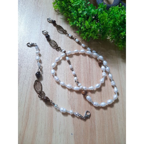 Strap Masker Konektor Masker Kalung Masker Tali masker kalung mutiara air tawar kalung batu Konektor