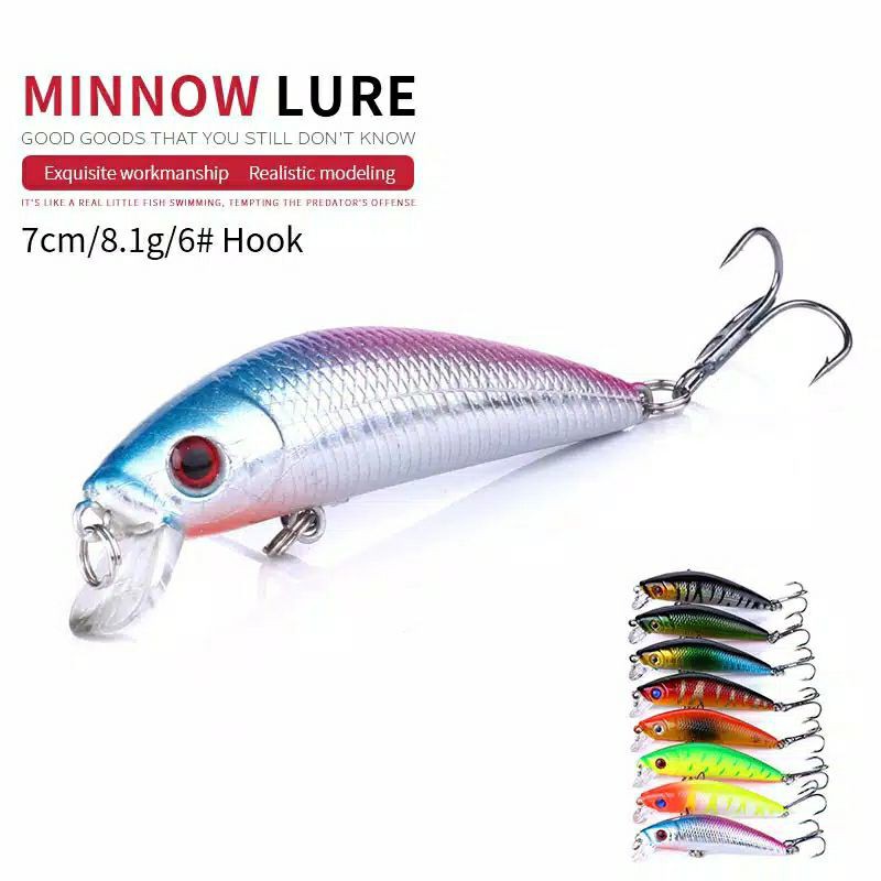 (M03) 7.cm 7.9g 3D Eyes Minnow Wobbler Fishing Bait Ocean Crankbait 6#