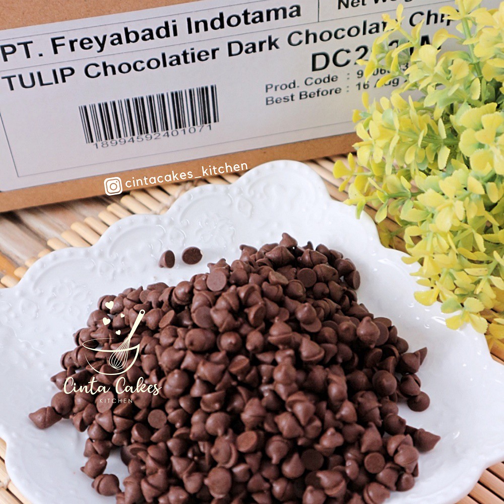 

Topping & Filling - Chip Dark Tulip Repack 1 Kg - Butir Cokelat Kecil