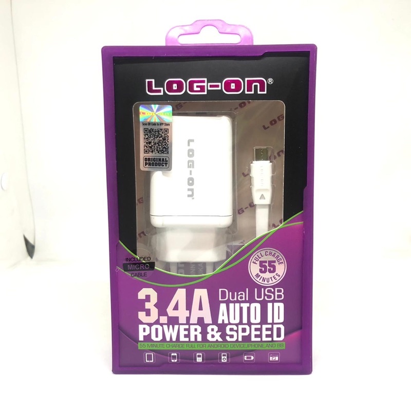 CHARGER LOGON 2OUTPUT LO21 ORIGINAL 3.4A auto id smart power &amp; speed