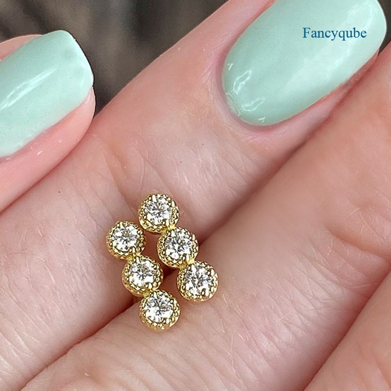 Anting Stud Bahan Metal Dengan Cubic Zirconia Untuk Wanita