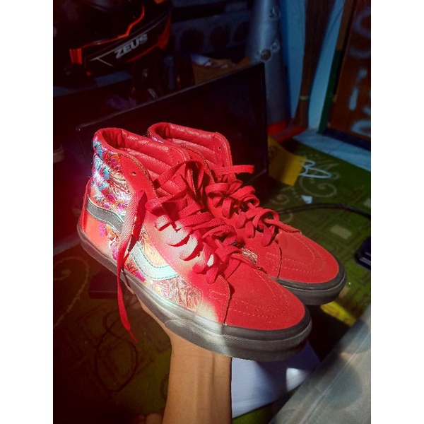 vans sk8 hi reissue festival satin Red Black (original global market)