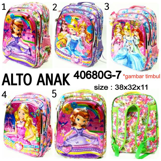 Tas sekolah ransel backpack Alto anak 40680G-7 tas punggung anak gambar timbul murah dan terbaru