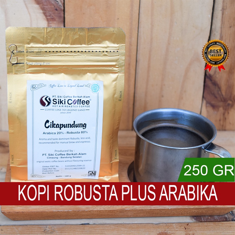 

KOPI BUBUK ROBUSTA PLUS ARABIKA ASLI MURNI KOPI BUBUK ESPRESSO JAWA BARAT SIKI COFFEE CIKAPUNDUNG 250GR