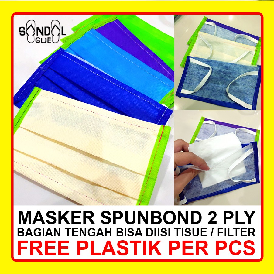 MASKER KAIN POLOS BAHAN SPUNBOND 2 PLY