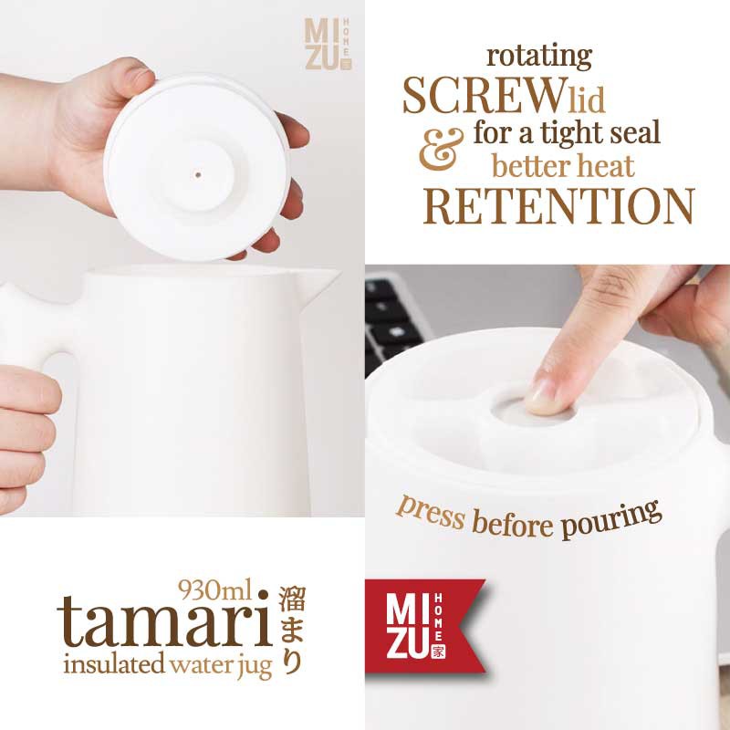 MIZU TAMARI 930ml Insulated Water Jug Teko Termos Kaca Air/Kopi/Teh Panas/Dingin Thermos Glass Jug-7