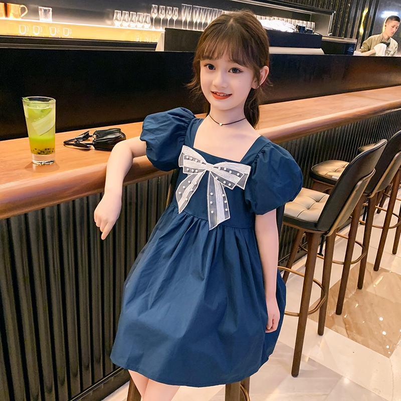 Meonky Official Shop Mantul Sale Baju Anak Cewek Korea Lengan Pendek Motif Dress Pita Renda Untuk anak usia sampai 6 Tahun Ke atas Simple dan Elegan ( G - 14 )-8