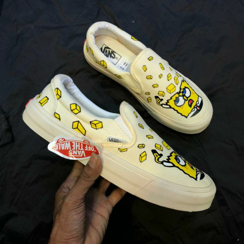 [BISA COD] Sepatu Slip On Spongebob Cream Import China BNIB Pria Wanita