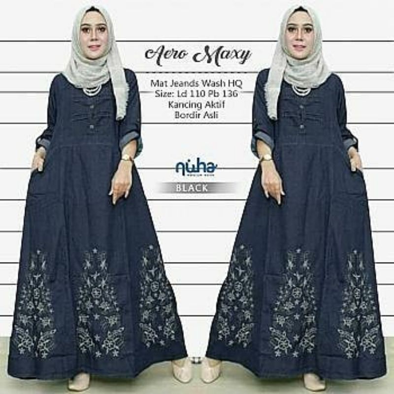 AERO MAXY | GAMIS WANITA JUMBO | DRESS JEANS BIG SIZE KEKINIAN