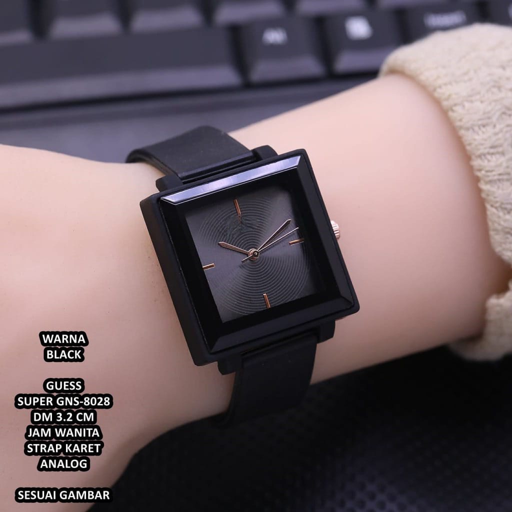 [SS-✅COD] JAM TANGAN WANITA CASUAL KOTAK CATUR STRAP RUBBER ANALOG CKK-16