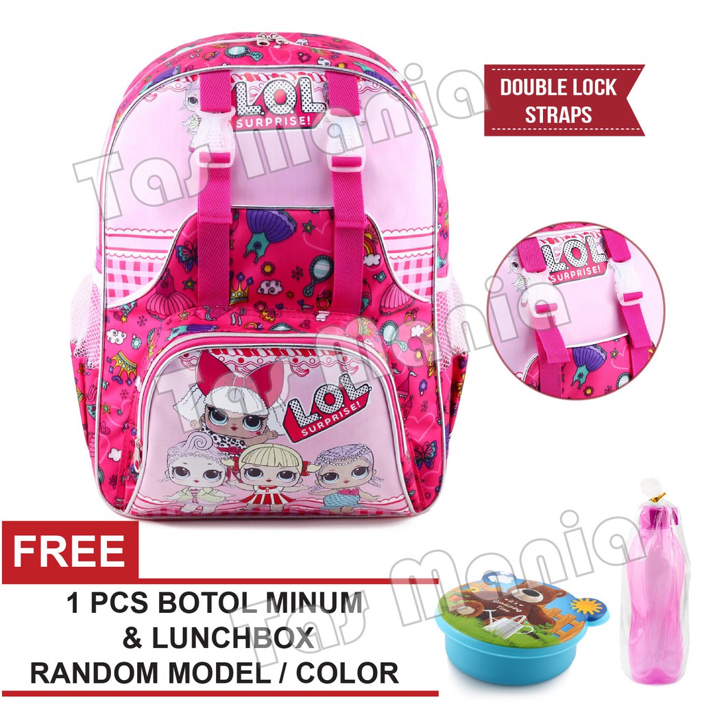 Tas Ransel Anak Perempuan Karakter - LOL SURPRISE - HOLIDAY -  PINK + FREE Botol Minum &amp; Lunchbox