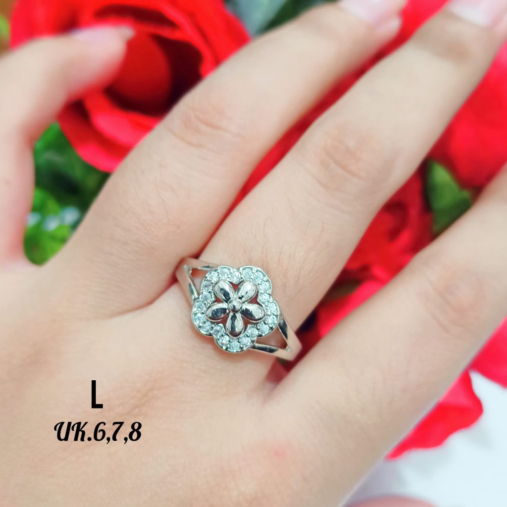 Cincin Dewasa permata simple bunga di musim semi Gold&amp;Silver anti karat( COD)