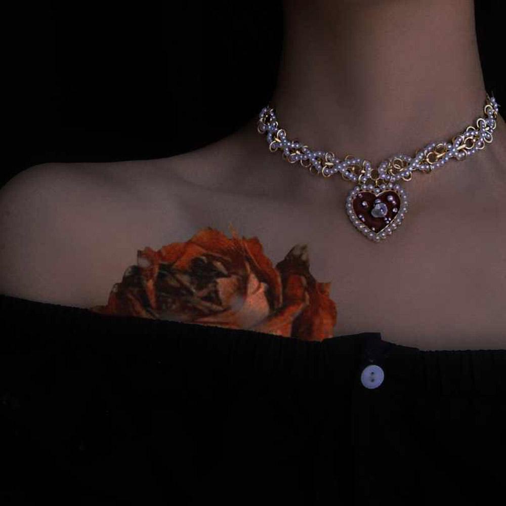 Agustina Mutiara Kalung Pesta Berlian Imitasi Rajut Menenun Choker