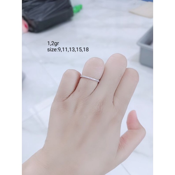 cincin perak925asli lapis emas/cincin listring mata putih satu baris/cincin silver925/cincin fashion