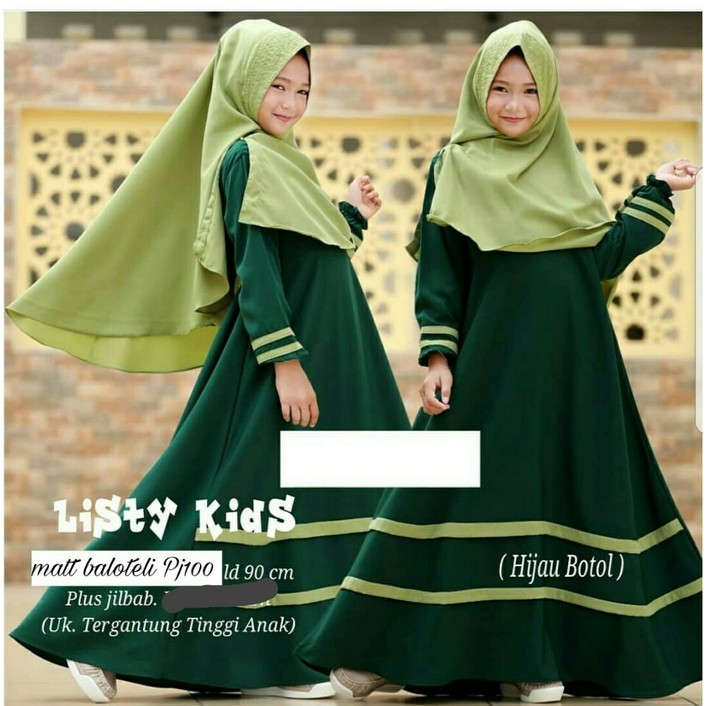 Best Seller Nsap Navy Baju Gamis Anak Perempuan Nibras Terbar Er152 Set Listy Hijau Botol Fashion Shopee Indonesia