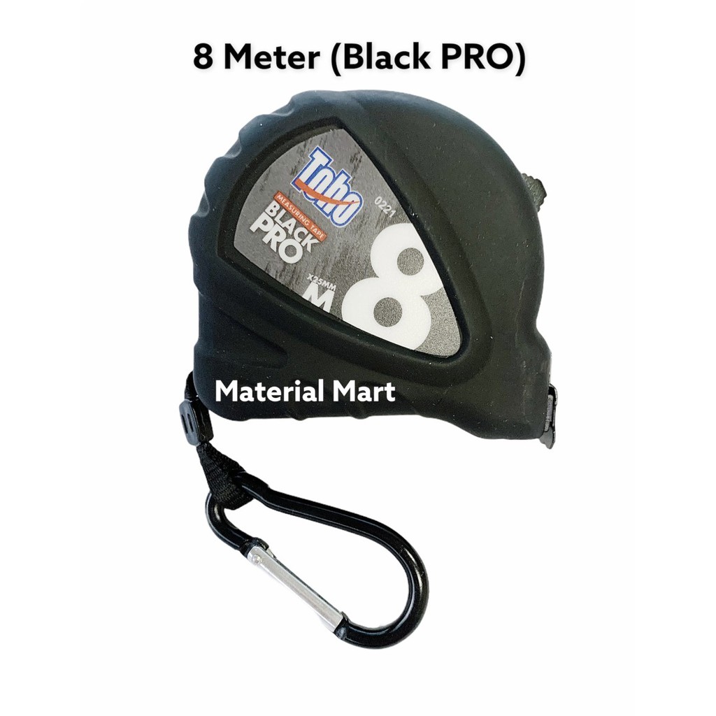 Meteran Toho 8m Black PRO ( ORI ) 8 Meter | Alat Ukur Plat 8 m Hitam | Material Mart