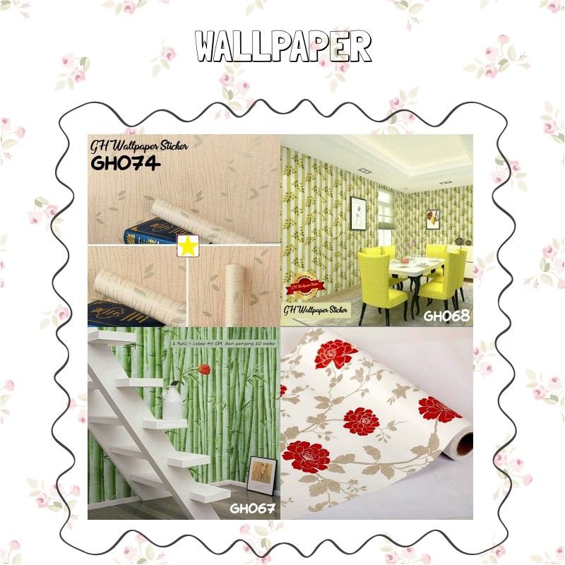 [ BISA COD ] Wallpaper Dinding Sticker Premium Size 45cm x 10meter Kode GH