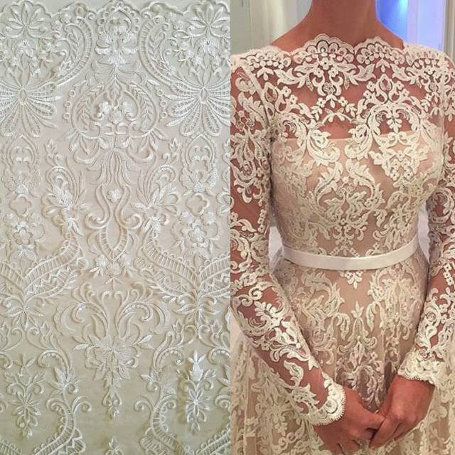 Brokat Tile bordir Timbul Russian Tulle 3d SILVER Wedding Berta
