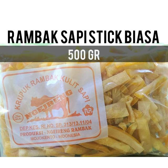 

RAMBAK STIK BIASA / KRECEK RAMBAK KULIT SAPI / KERUPUK KULIT SAPI 500 Gram / RAMBAK NGEJRENG