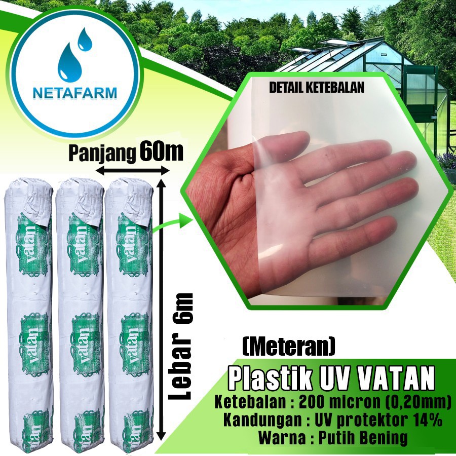 Plastik UV VATAN TURKEY 14% 200mc GreenHouse Lebar 6m - Per 1 Meter