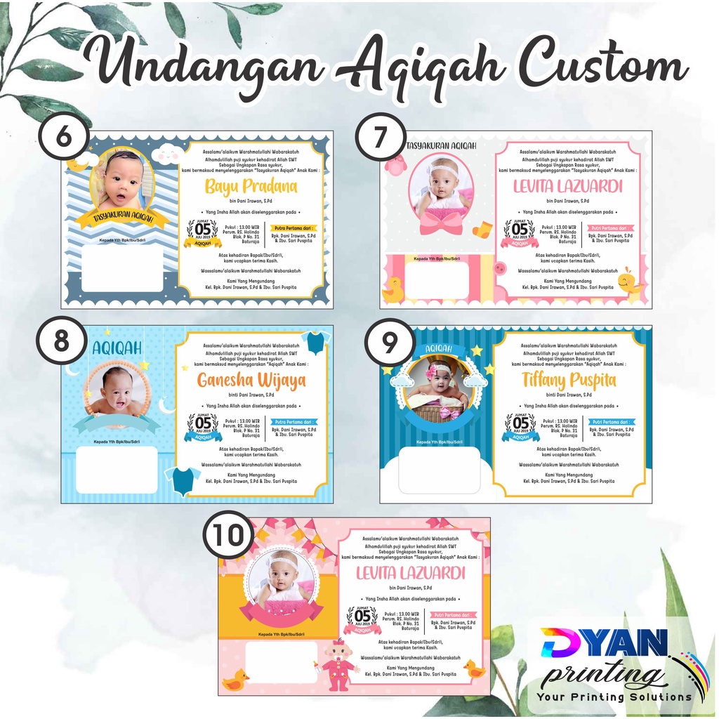 UNDANGAN AQIQAH BAYI CUSTOM FREE PLASTIK UNDANGAN