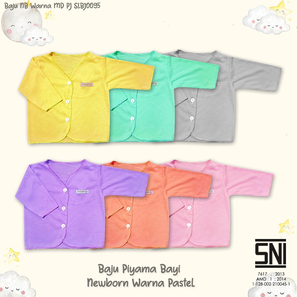 6 Pcs Baju Bayi (Newborn) Boboko SNI Lengan Panjang - Baju Bayi Newborn Piyama Warna Pastel 0-4 bulan