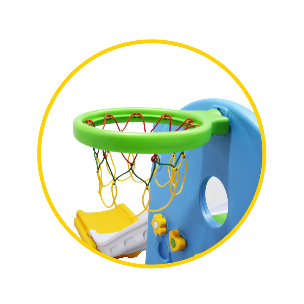 Playground Indoor Mainan Anak 6 in 1 (Perosotan, Ayunan, Terowongan, Panjat Tembok, Ring Basket)
