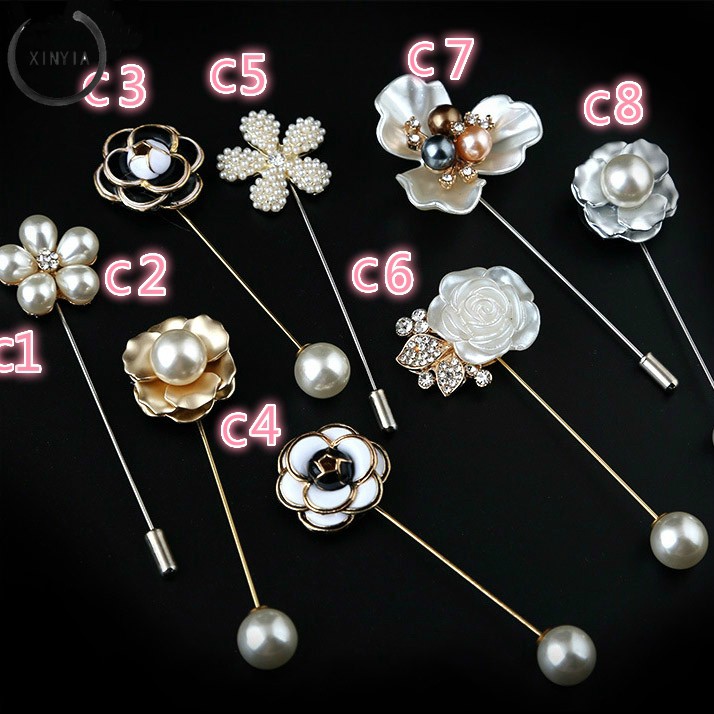 1 Set - 6Pcs Mutiara Bros Korea bros Pin Brooch Berlian Wanita Aksesoris Fashion