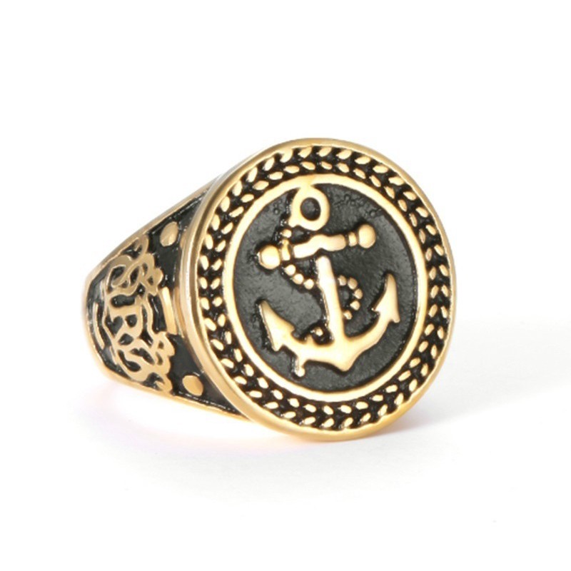 SEUSUK Cincin Motif Jangkar / Jangkar / Sepeda Warna Gold untuk Wanita COD Ring