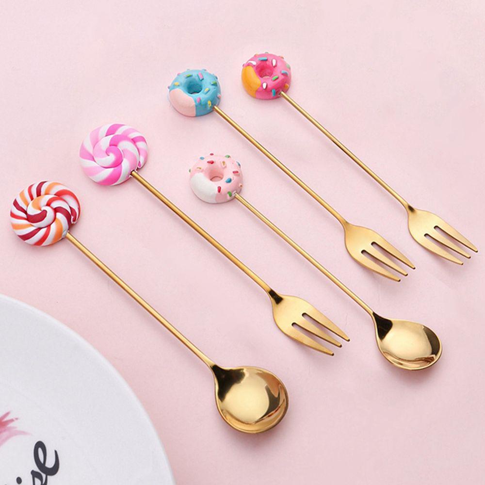 [Elegan] Sendok Kopi Hadiah Anak Kue Permen Es Krim Mini Stainless Steel Aduk Kartun Dessert Spoon Sendok Teh