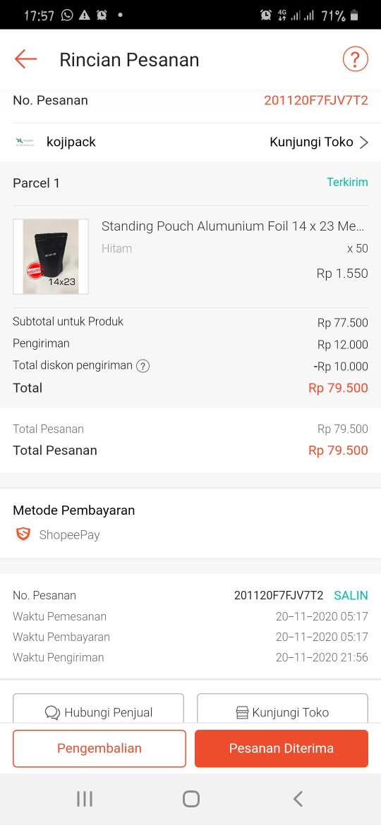 Standing Pouch Alumunium Foil 14 X 23 Merah Gold Hitam Silver Hijau Putih White 500z