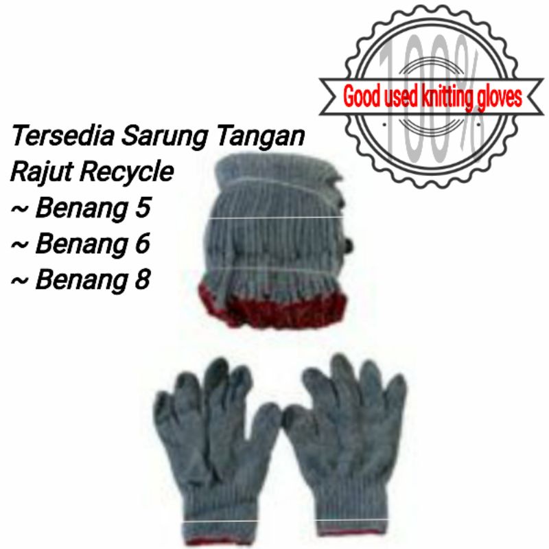 Sarung Tangan Abu-Abu Rajut Benang 5 , 6 &amp; 8 /Harga PerLusin