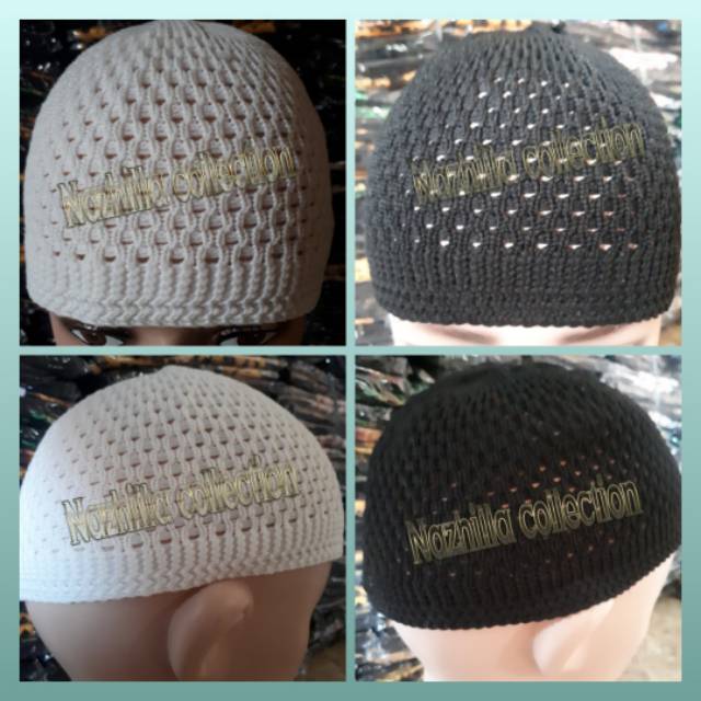 Peci haji rajutan / peci rajut / kopiah rajut haji