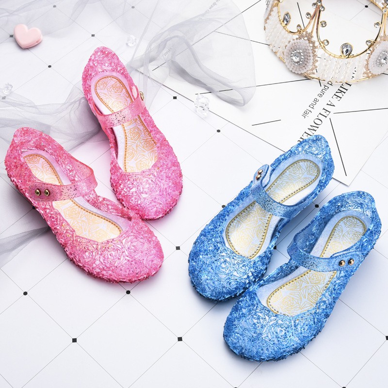 Sepatu jelly frozen princess jelly cinderella velcro Size 30-35