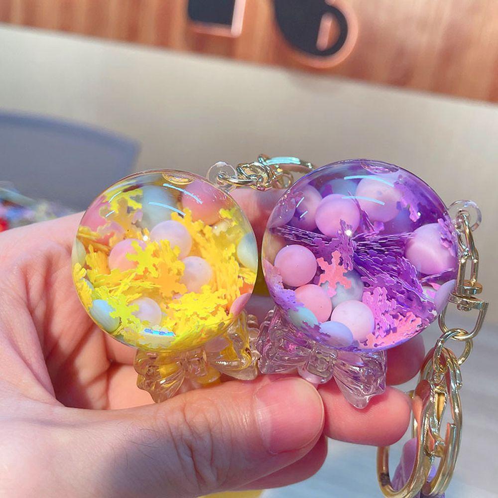 NEEDWAY Needway Gantungan Kunci Lucu Kreativitas Key Ring Pasir Hisap Snowflake Perhiasan Minyak Cair Lollipop Akrilik Keychain