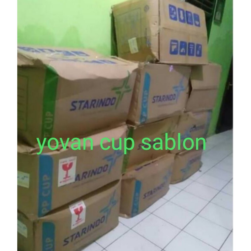 Cup Polos Starindo DATAR  Ukuran 12,14 & 16oz berat 5,2 gram 1 DUS (2000pcs)