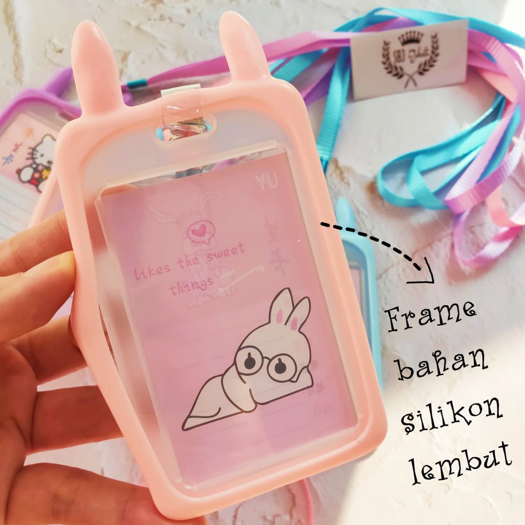 Tempat kartu / ID card holder / tempat flash card e toll / name tag holder silicone rabbit case