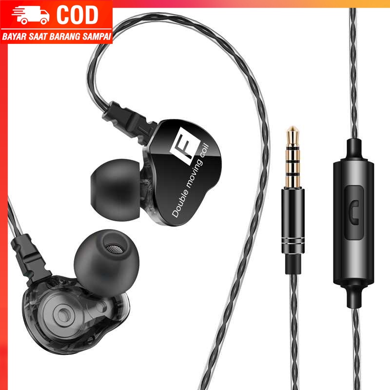 (100% BARANG ORI) QKZ Dual Driver Earphone HiFi Dengan Mic - QKZ-CK9