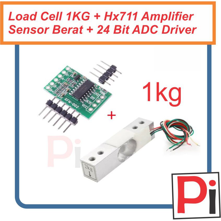 Sensor berat Load Cell 1 kg + Hx711 24Bit ADC driver Weight Amplifier Loadcell 1kg Strain Gauge