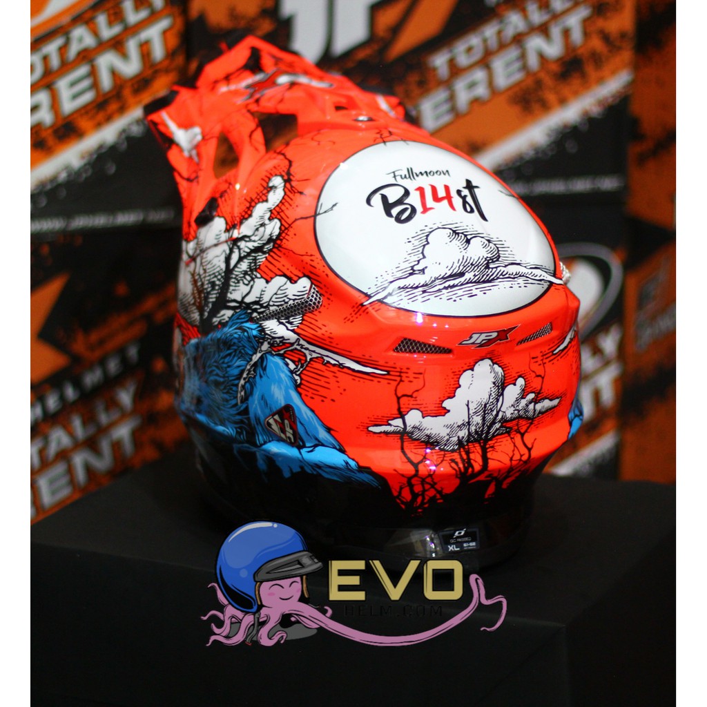 HELM JPX CROSS_ FOX1 X14 - FLUO RED GLOSS + GOOGLE SNAIL (ONGKIR 2 KG) HELM JPX TERBARU