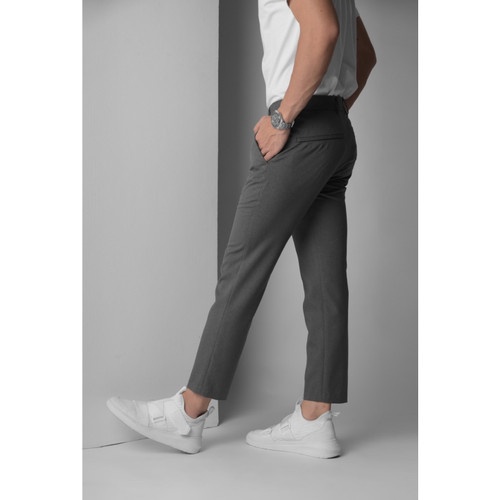 Lesta Langgeng - Celana Sirwal Chino Slimfit / Celana Ankle Pants Panjang Warna Abu Tua Bahan Kain Wol 27-38 Atex