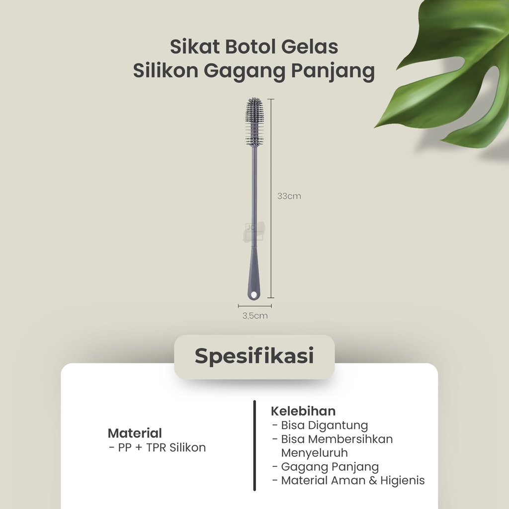 SIKAT BOTOL GELAS SILIKON GAGANG PANJANG | SILICONE BOTTLE BRUSH 2088