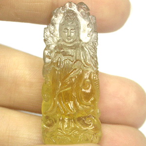 South Sea KuanYin on Phoenix Carved in Natural Citrine 39.20Ct CV092