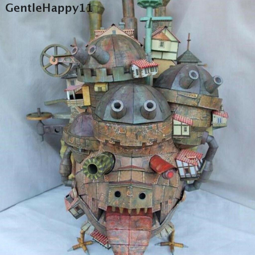 Gentlehappy Mainan Rakitan Model Kastil Howl 's Moving Castle 3D DIY Bahan Kertas