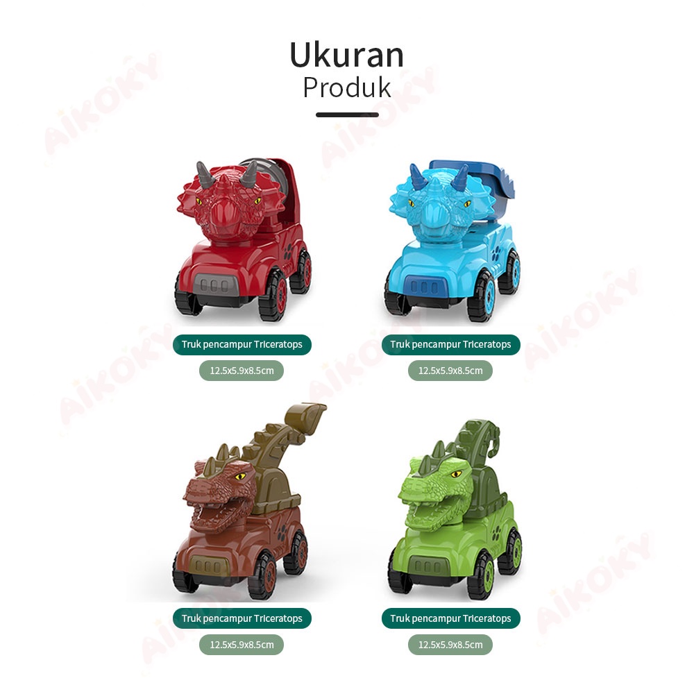 Aikoky Dinosaurus mainan mobil mobilan/Mobil mainan anak tidak perlu baterai