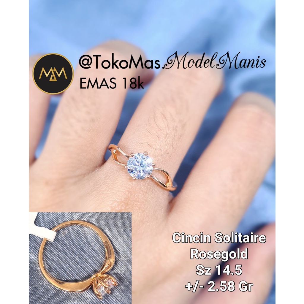Cincin Solitaire layer emas 755 kadar 18k