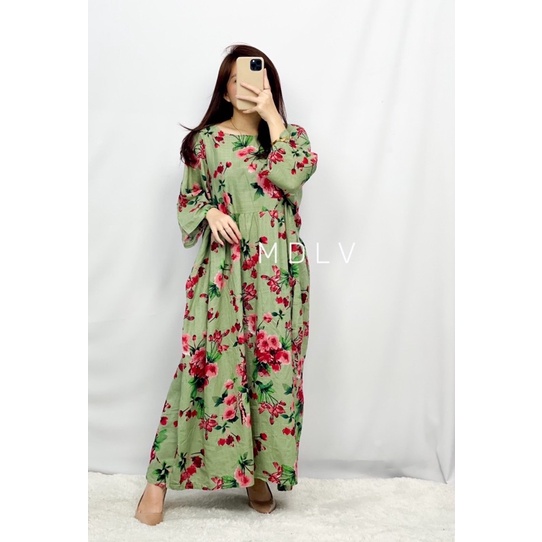 MDLV ~ 79004# Flovania Loose Dress Oversize Dress Big Size Dress Premium Dress import Dress Midi Dress Flower Fashion Import