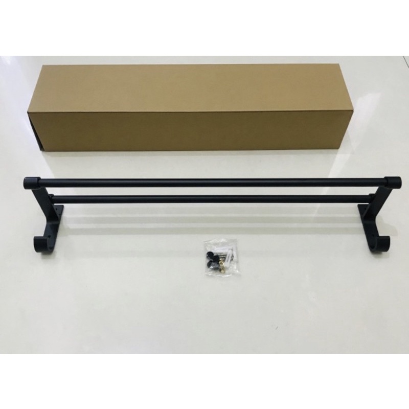 Rak Handuk Dinding Gantung / Rak Kamar Mandi 2 Susun Towel Rack Double Hitam 9702 DB