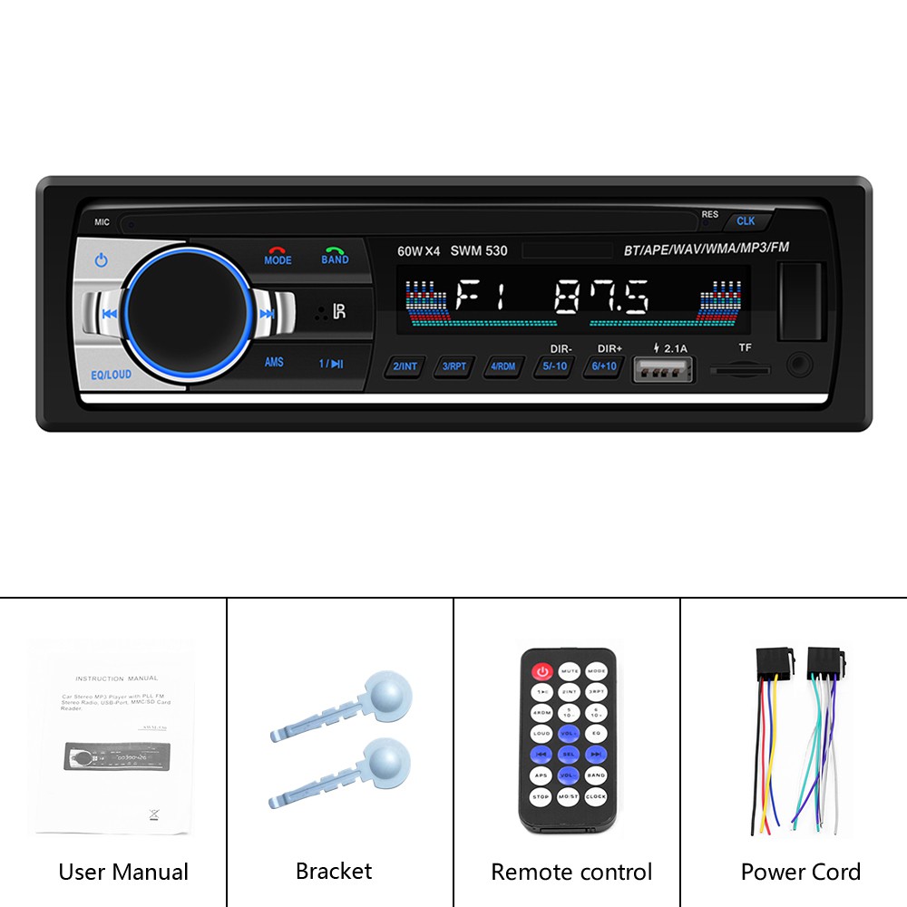 Tape Mobil Audio Mobil Single Din Car Audio JSD - 530 Multifungsi Bluetooth USB MP3 Charger