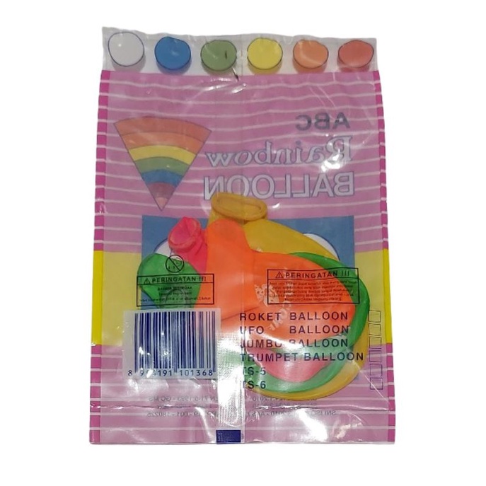 Balon ABC Rainbow / Balon Party Warna SNI 1 Bungkus Isi 5 pcs